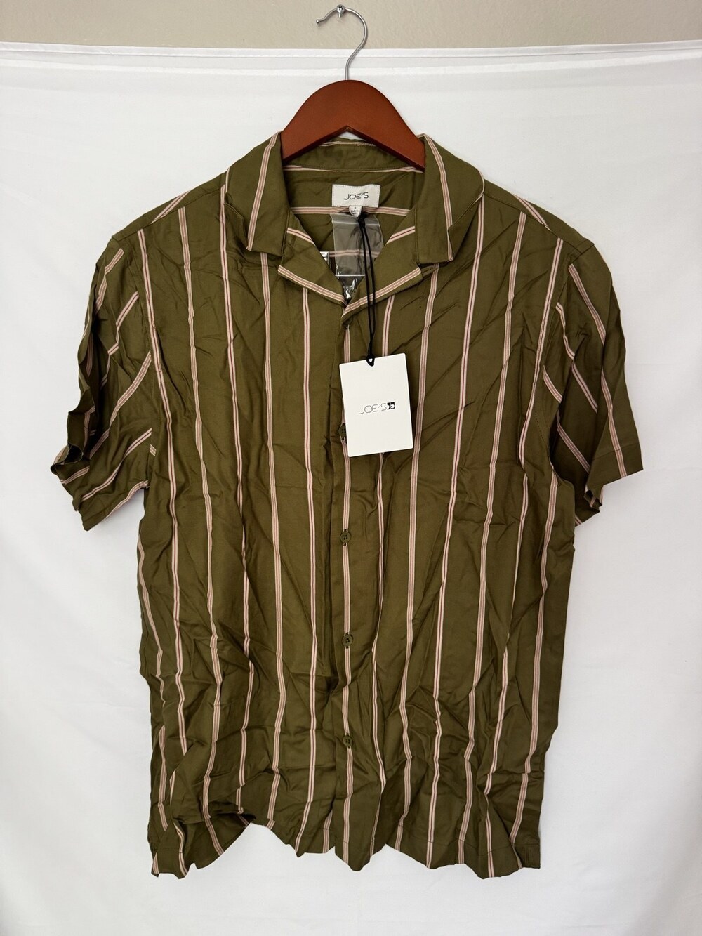 Joe's Jeans Olive Stripe Camp Shirt S Viscose NWT
